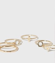 New Look 6 Pack Gold Diamante Stacking Rings
